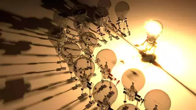 A Scene with humanoid like Light Bulbs