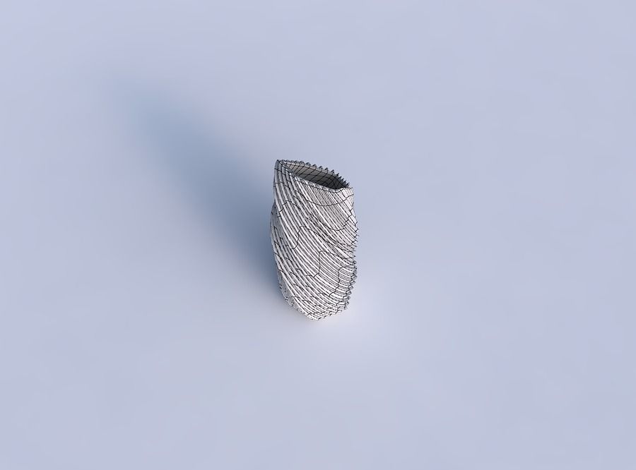 Vase twisted bent hexagon with extruded vertical lines 2 3D print model_6