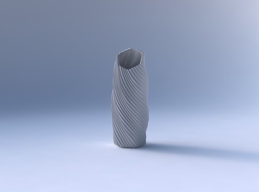 Vase twisted bent hexagon with extruded vertical lines 2 3D print model_4