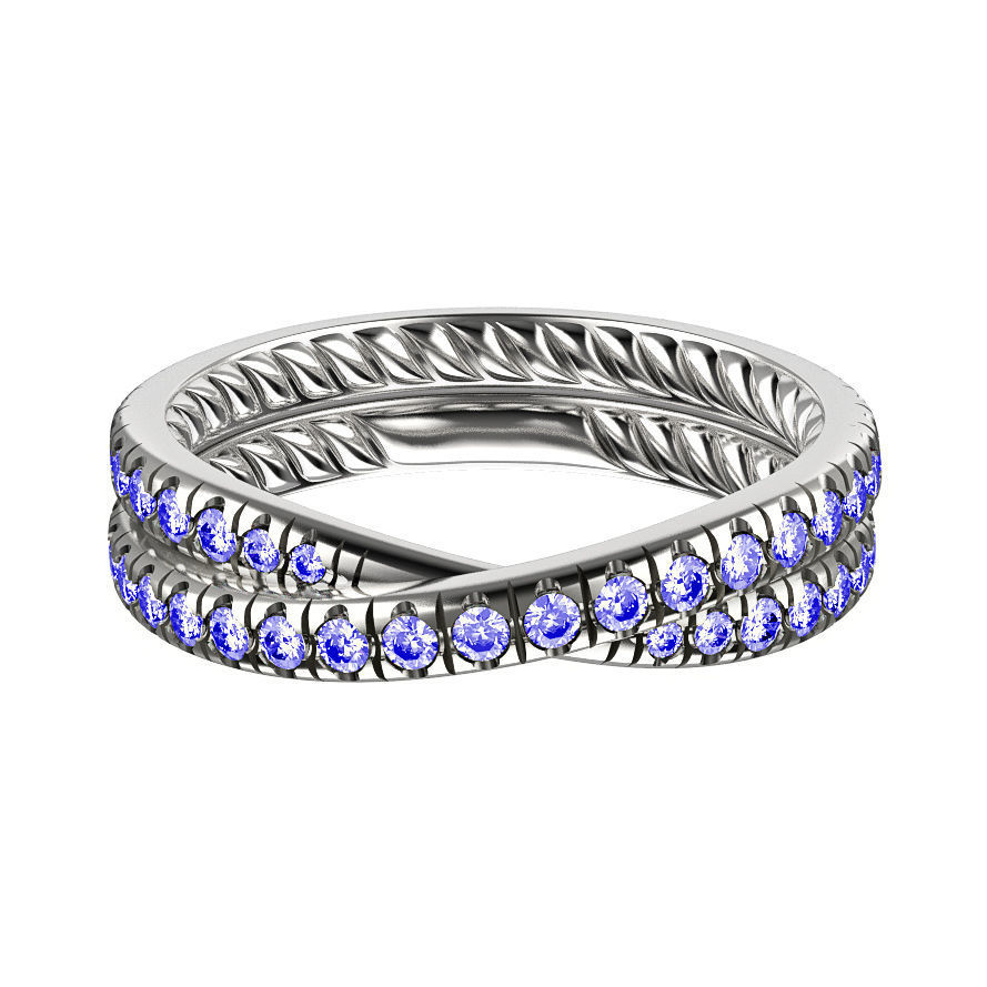 N054 Wedding diamonds Ring 3D print model_3