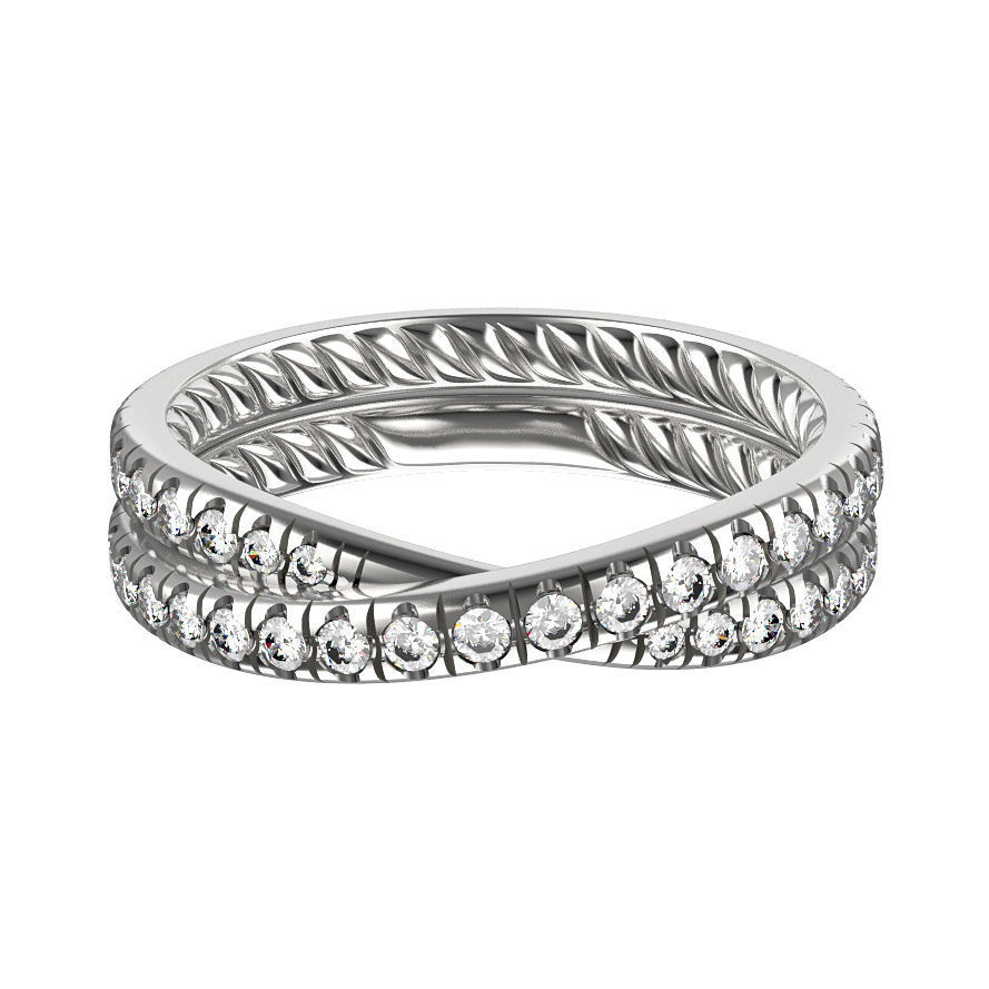 N054 Wedding diamonds Ring 3D print model_1