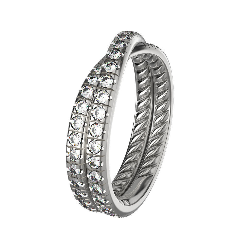 N054 Wedding diamonds Ring 3D print model_4