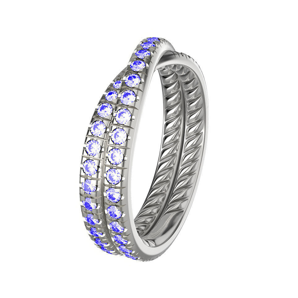 N054 Wedding diamonds Ring 3D print model_2