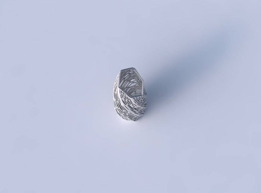 Vase twisted bent hexagon with fine organic lattice 3D print model_2