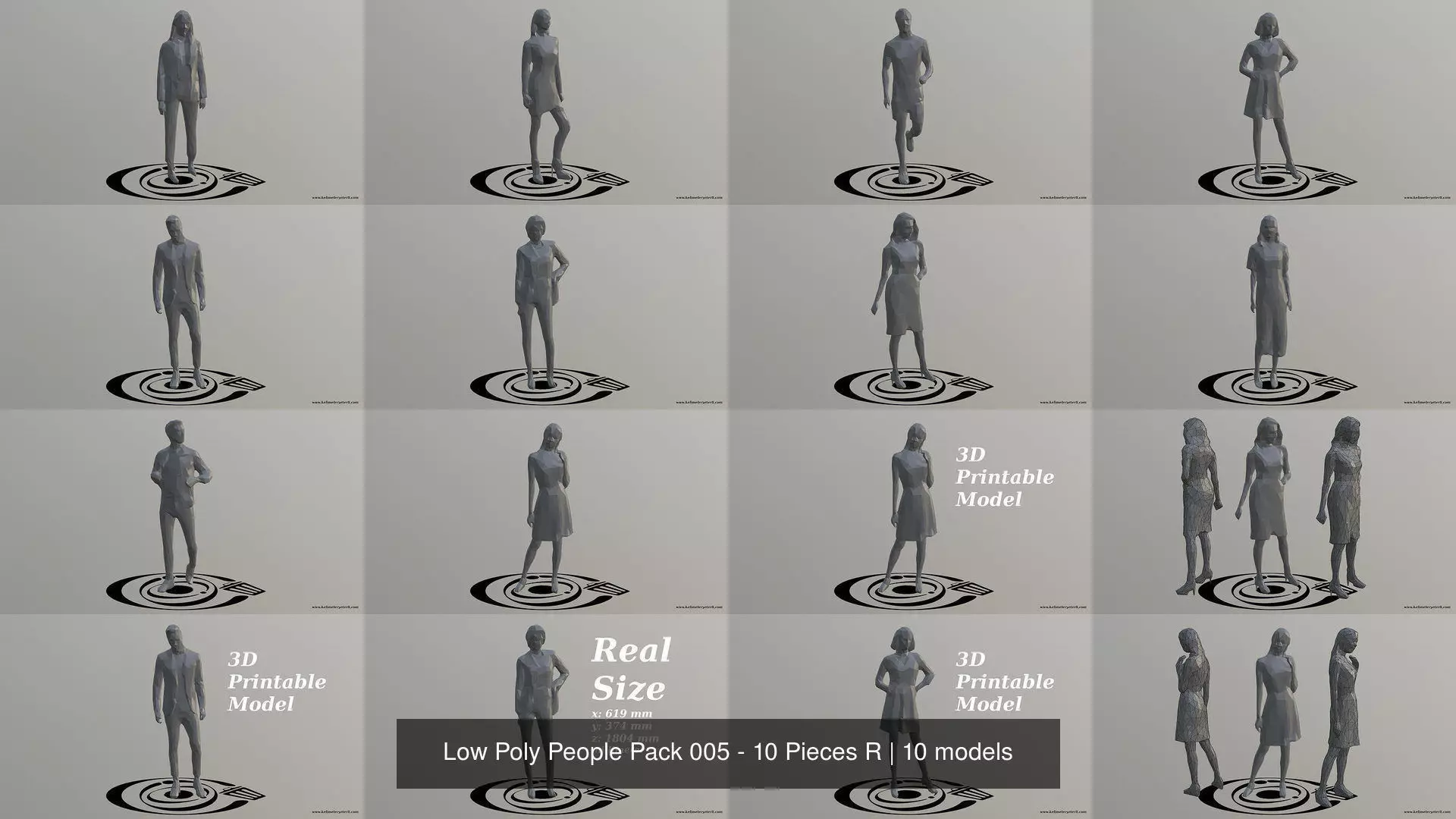 Low Poly People Pack 005 - 10 Pieces R 3D Model Collection_1