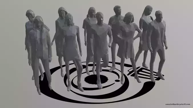 Low Poly People Pack 005 - 10 Pieces R 3D Model Collection