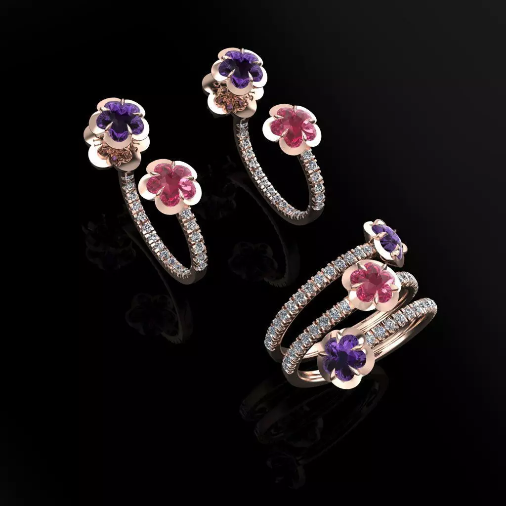 Ring and Earrings 57 3D print model