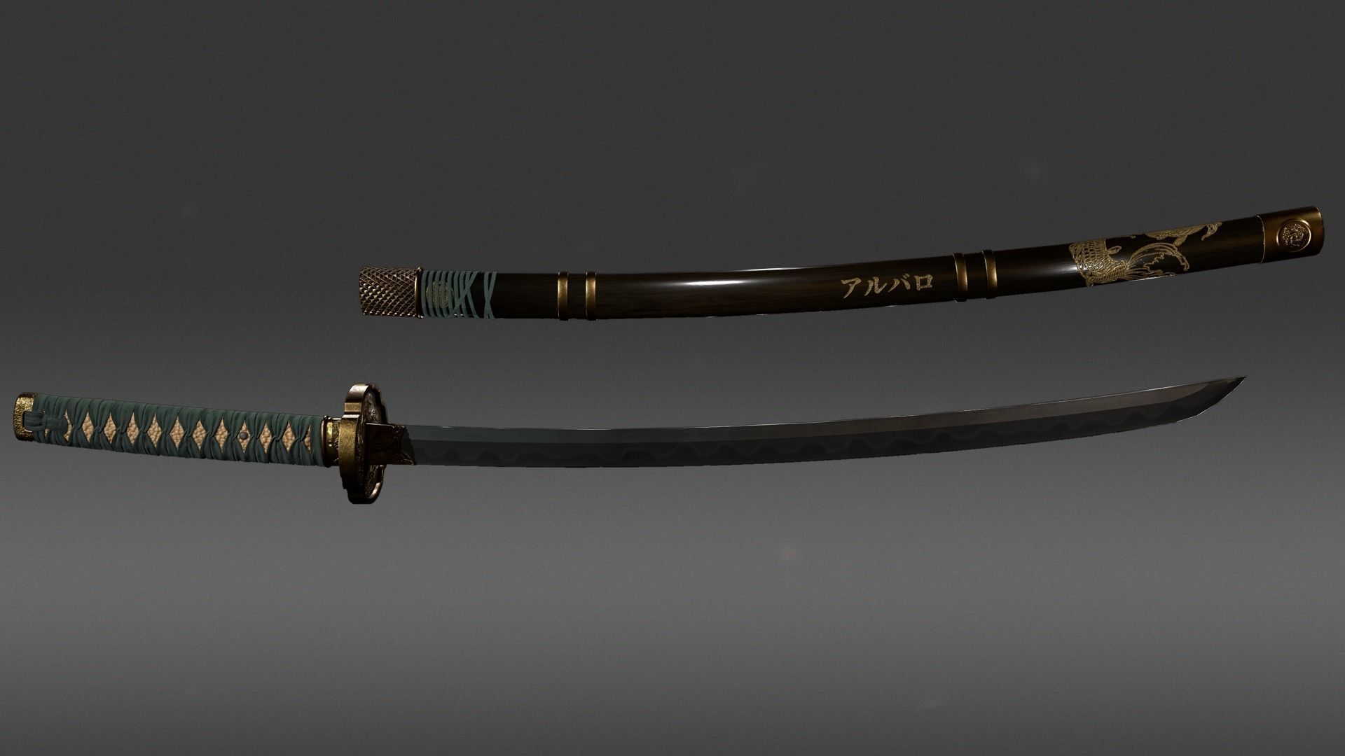 Samurai Katana Low-poly 3D model_4