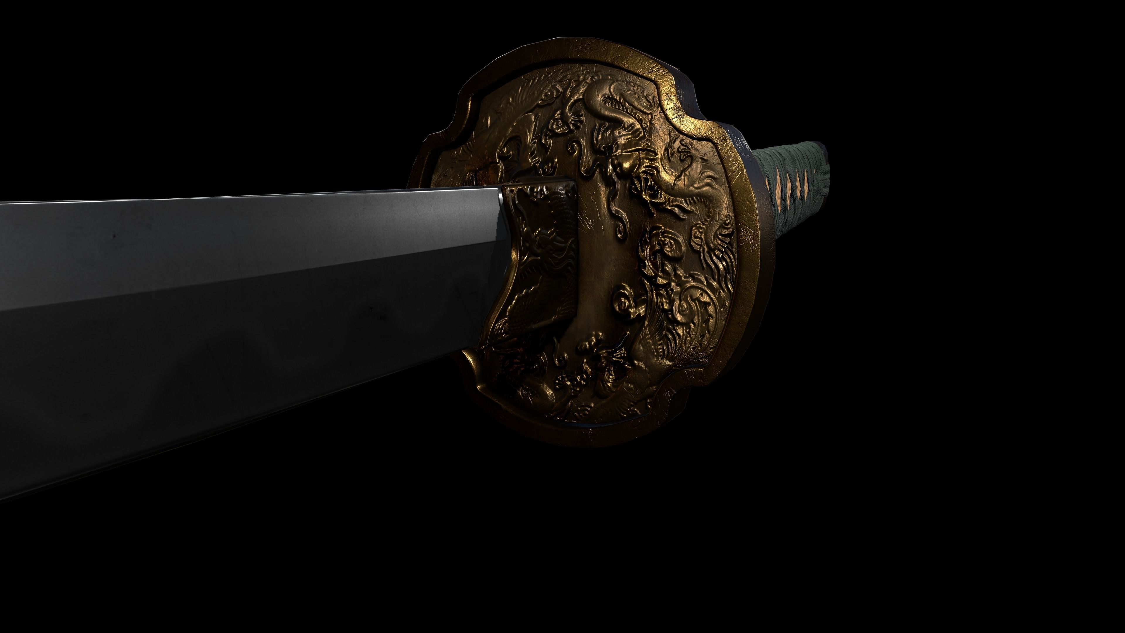 Samurai Katana Low-poly 3D model_6