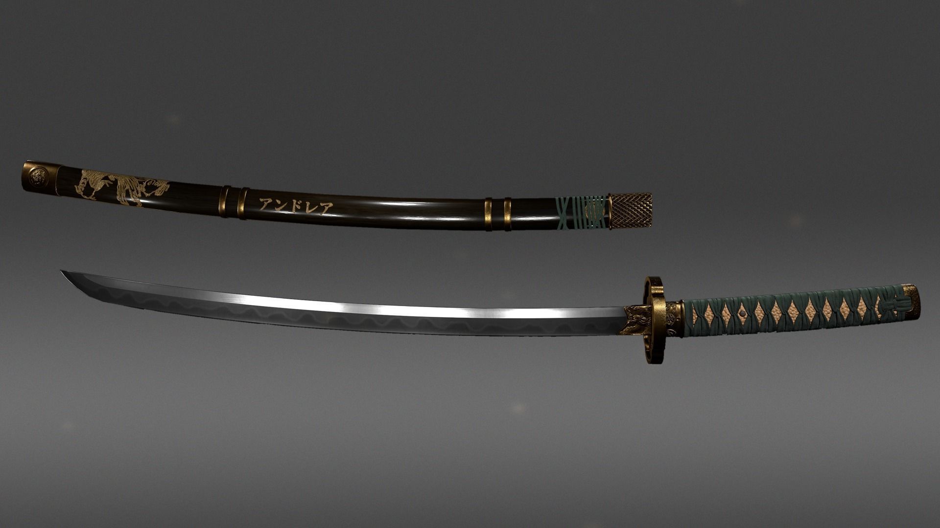 Samurai Katana Low-poly 3D model_5