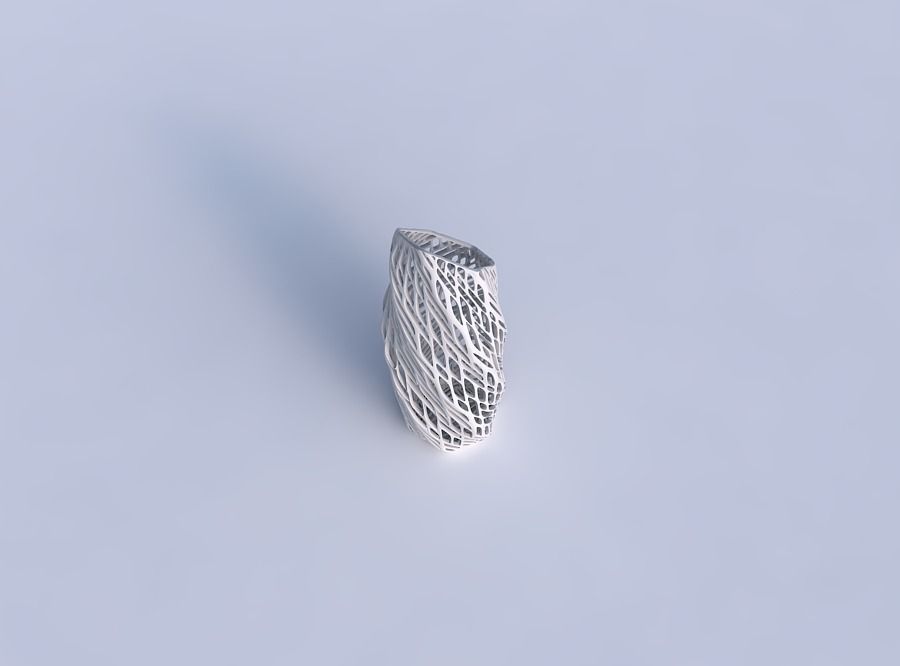 Vase twisted bent hexagon with lattice tiles 3D print model_1