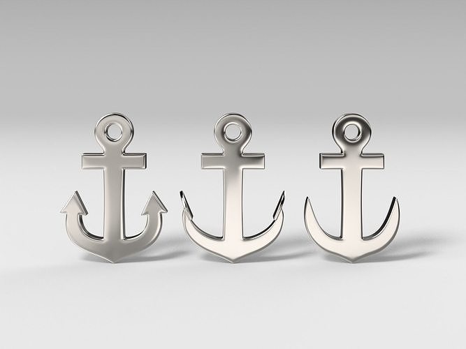 Anchor pendant Low-poly 3D print model
