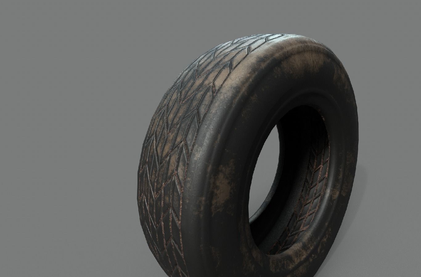 PBR Textured Low Poly Dirty Tire Game Ready Asset 3D Model Low-poly 3D model_5