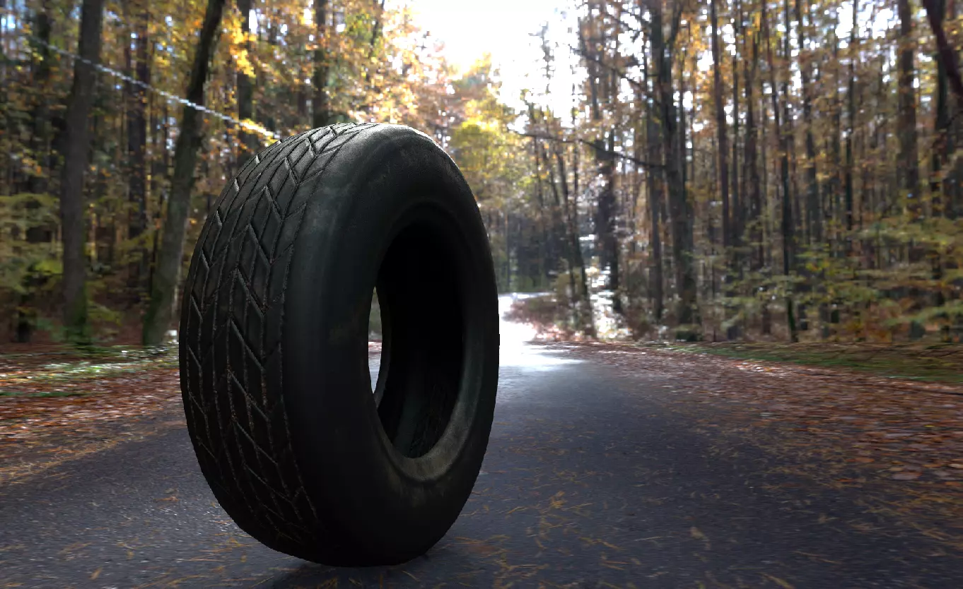 PBR Textured Low Poly Dirty Tire Game Ready Asset 3D Model Low-poly 3D model_0