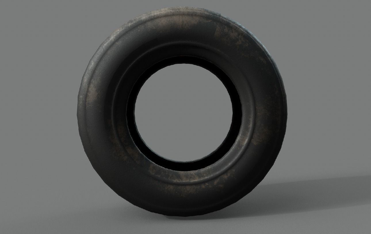 PBR Textured Low Poly Dirty Tire Game Ready Asset 3D Model Low-poly 3D model_6