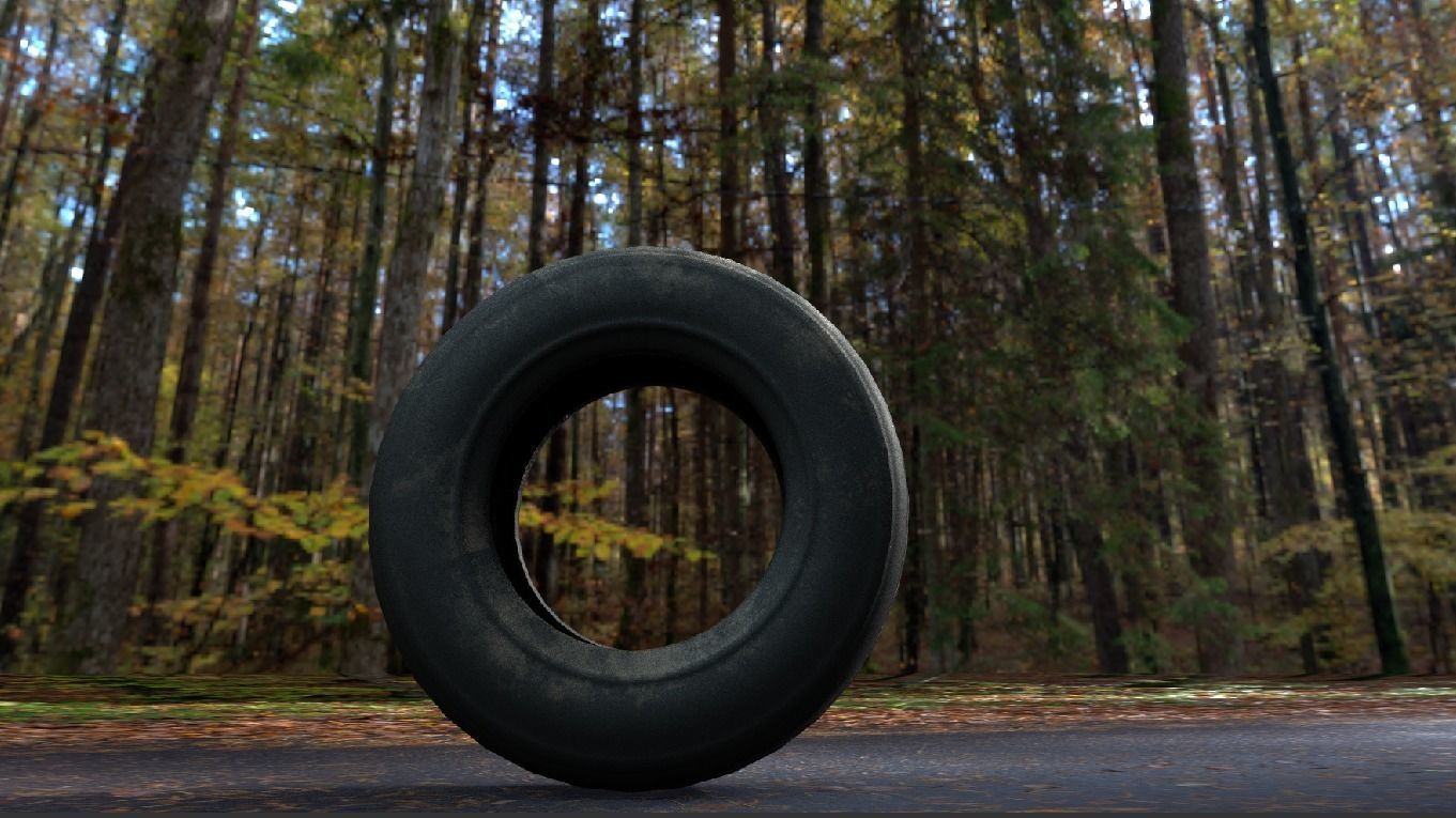 PBR Textured Low Poly Dirty Tire Game Ready Asset 3D Model Low-poly 3D model_2