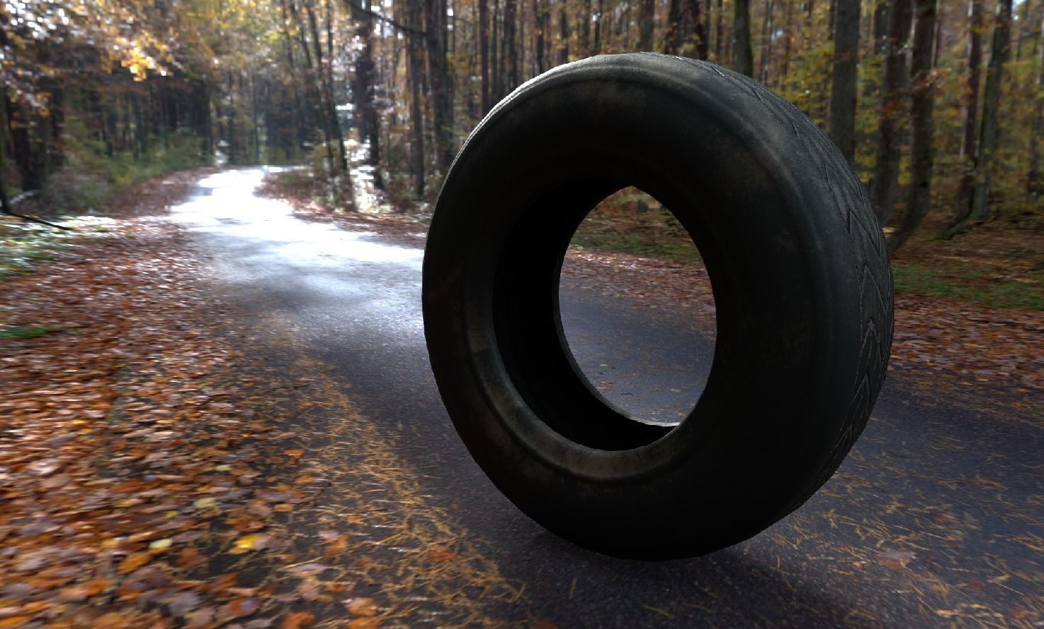 PBR Textured Low Poly Dirty Tire Game Ready Asset 3D Model Low-poly 3D model_3