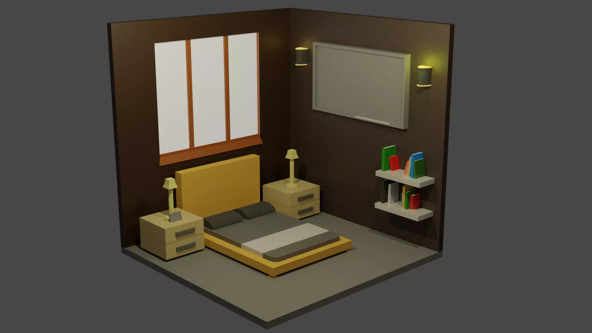 Bedroom Made by Blender Free 3D model_0