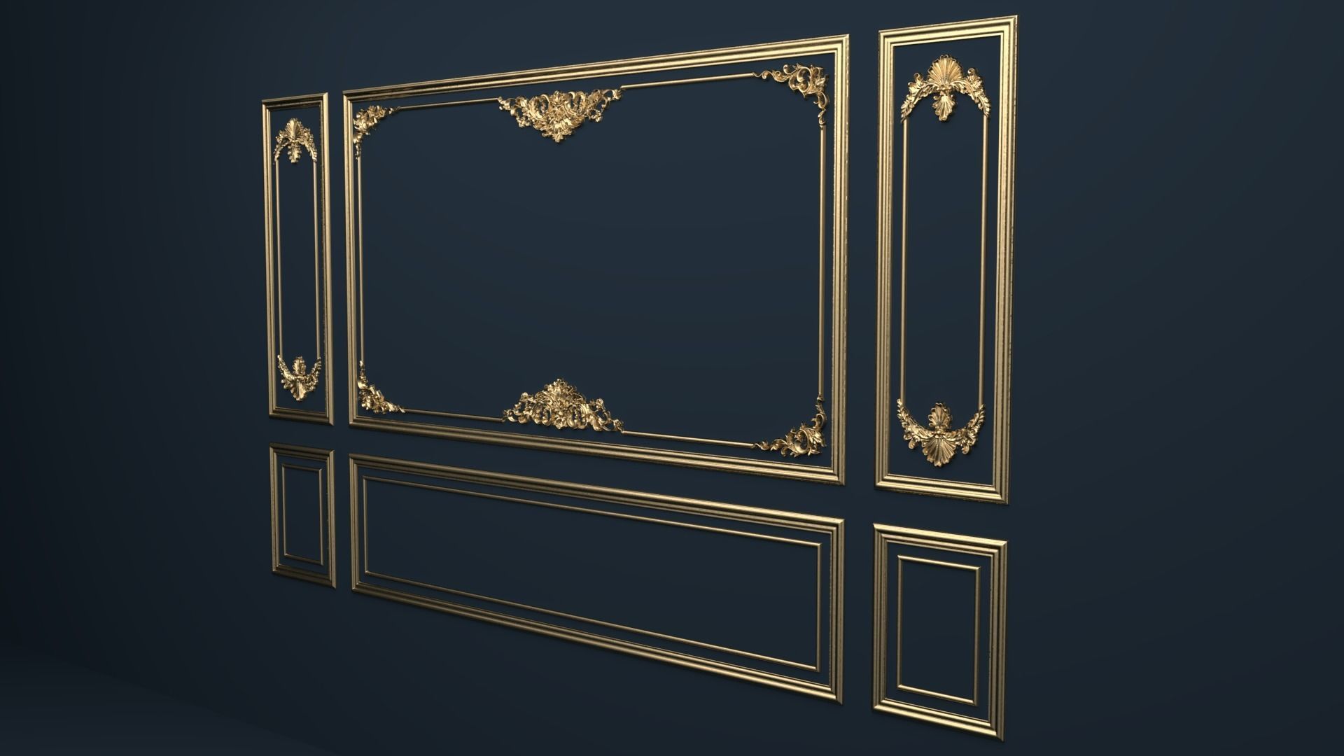 Plaster decorative frame 3D model 03 3D model_2
