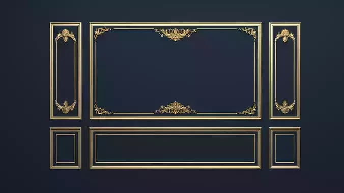 Plaster decorative frame 3D model 03 3D model