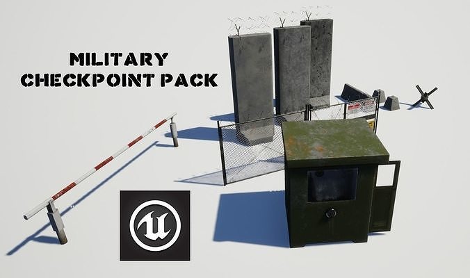 Military pack for checkpoints Low-poly 3D model