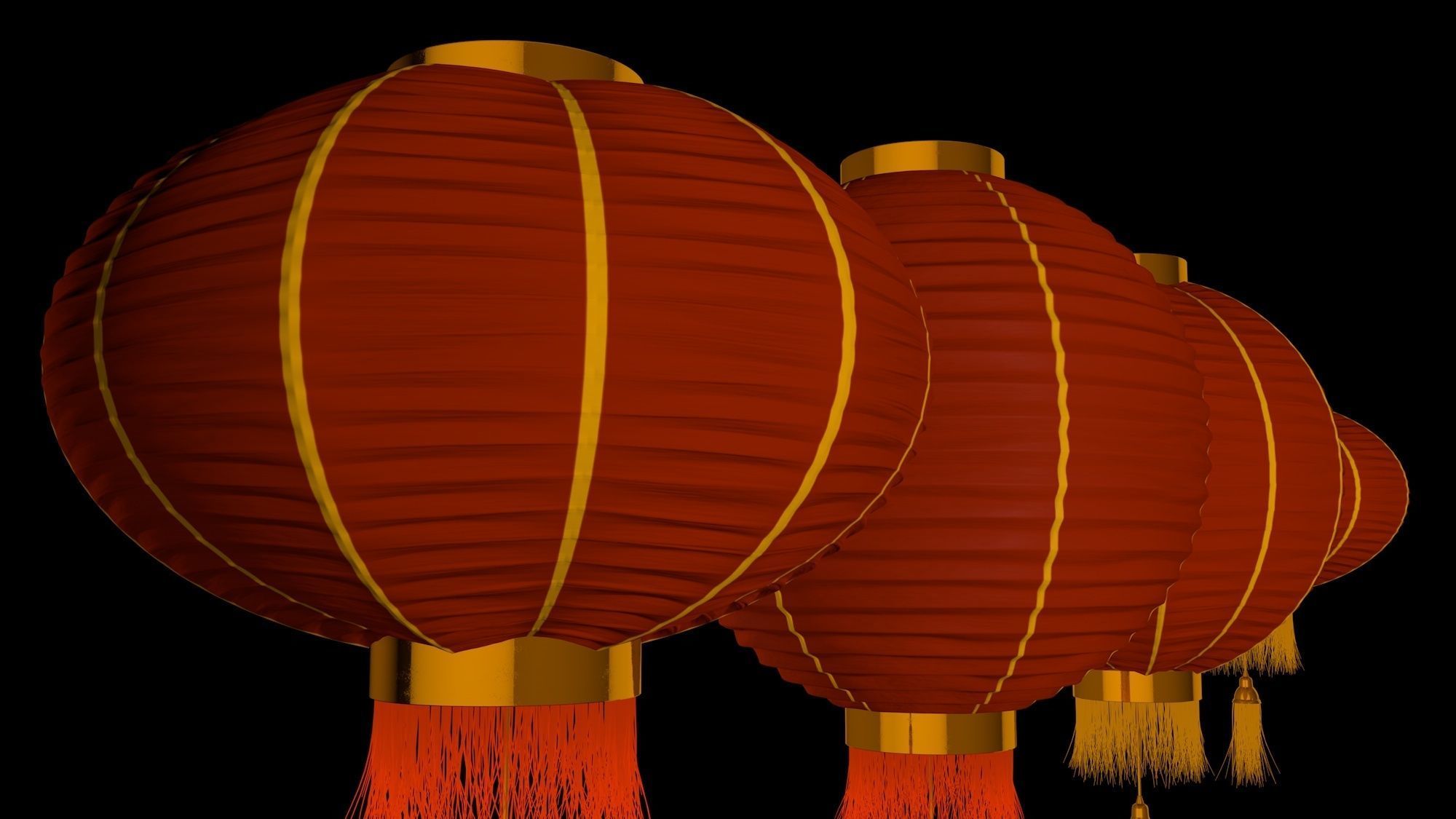 Chinese red lanterns 3D model_1