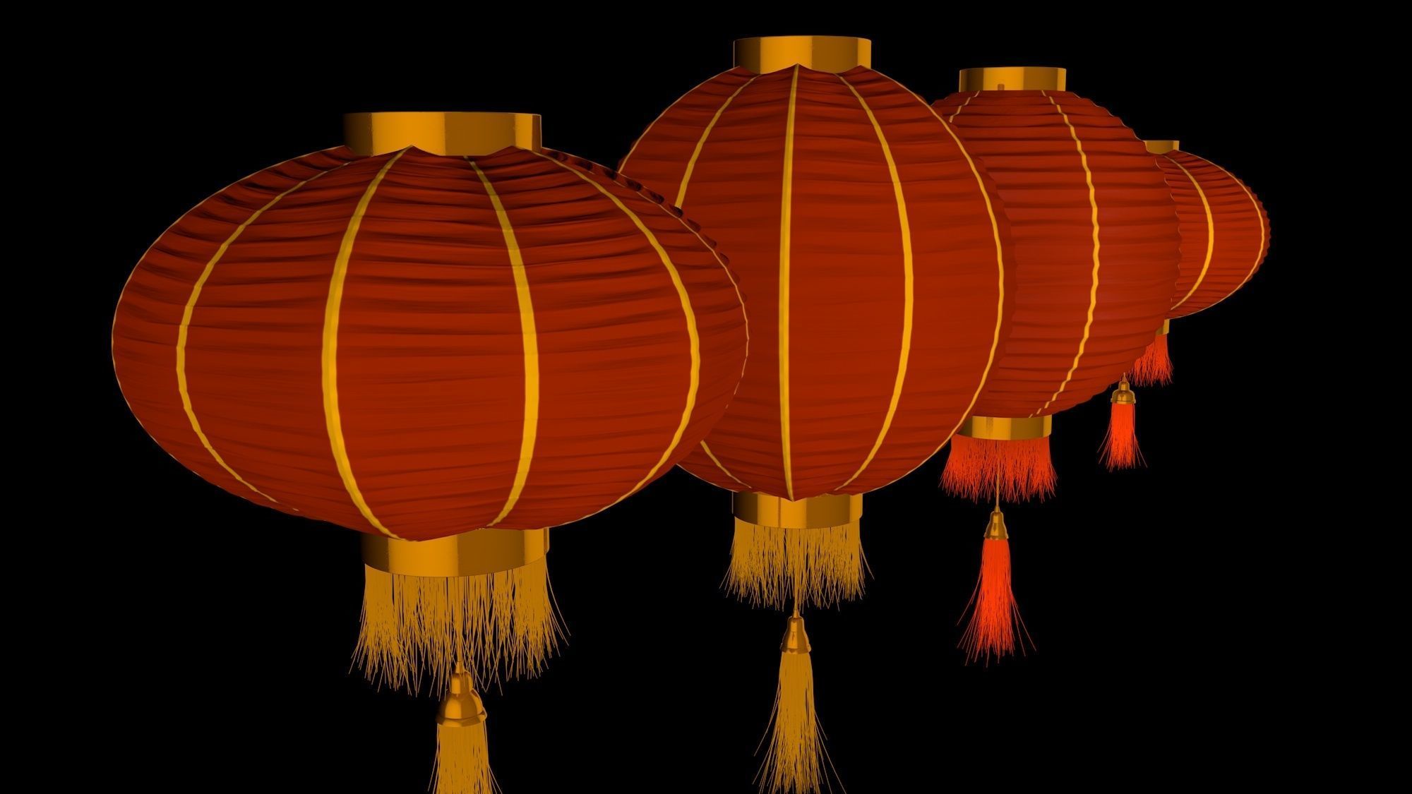 Chinese red lanterns 3D model_4