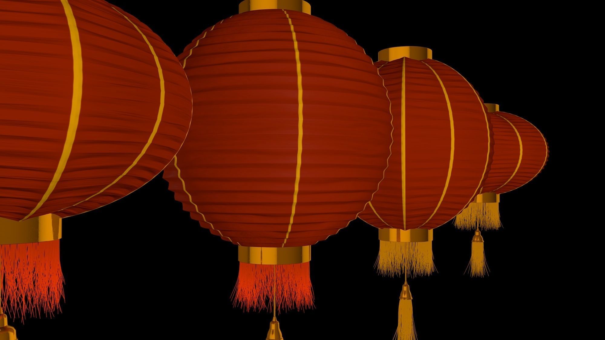 Chinese red lanterns 3D model_8