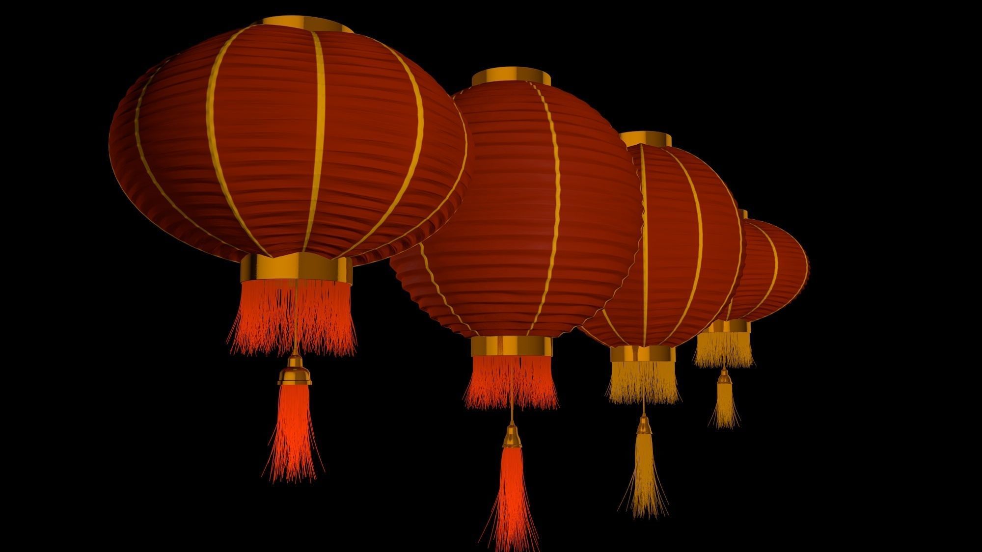 Chinese red lanterns 3D model_7