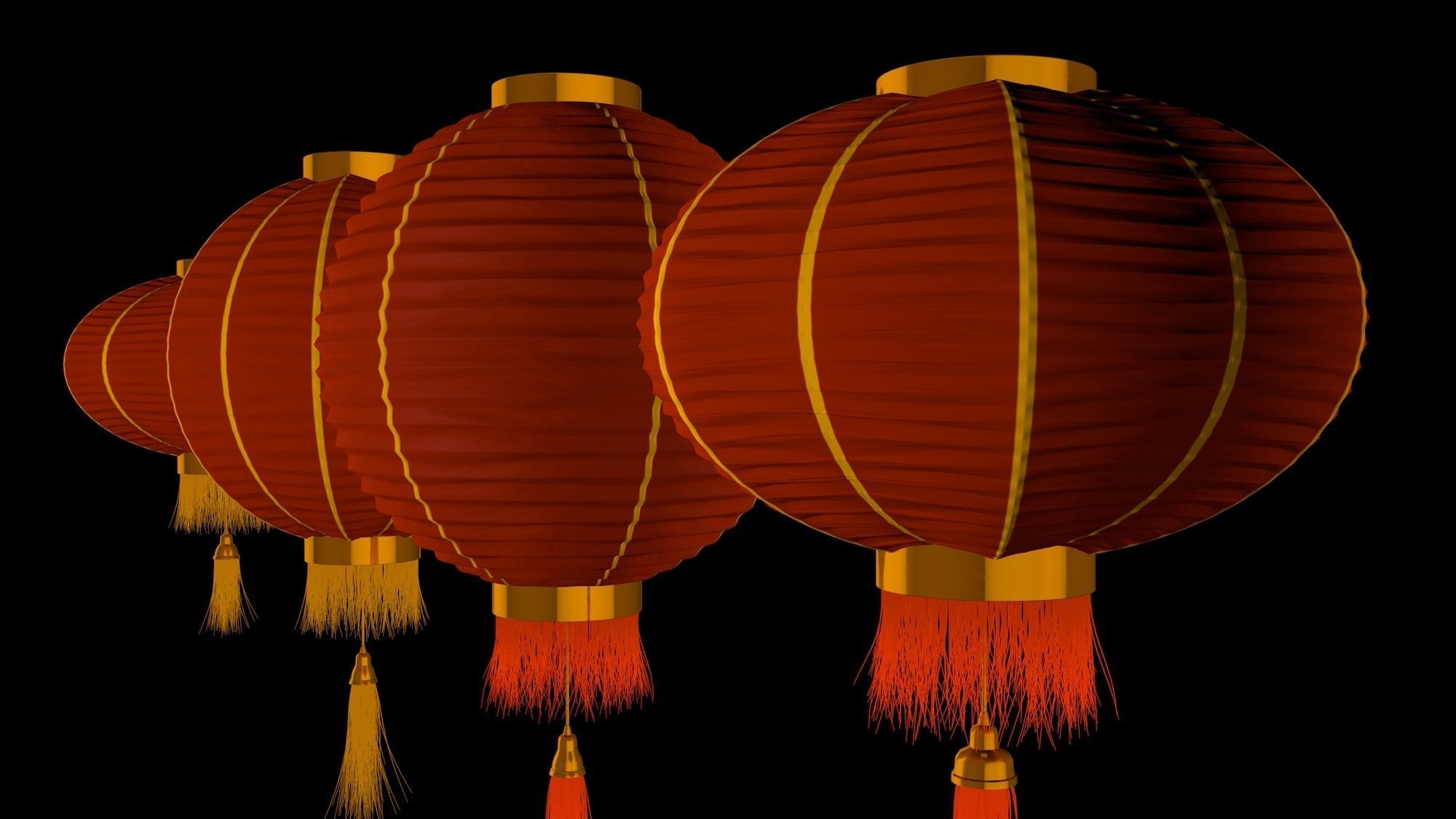Chinese red lanterns 3D model_6
