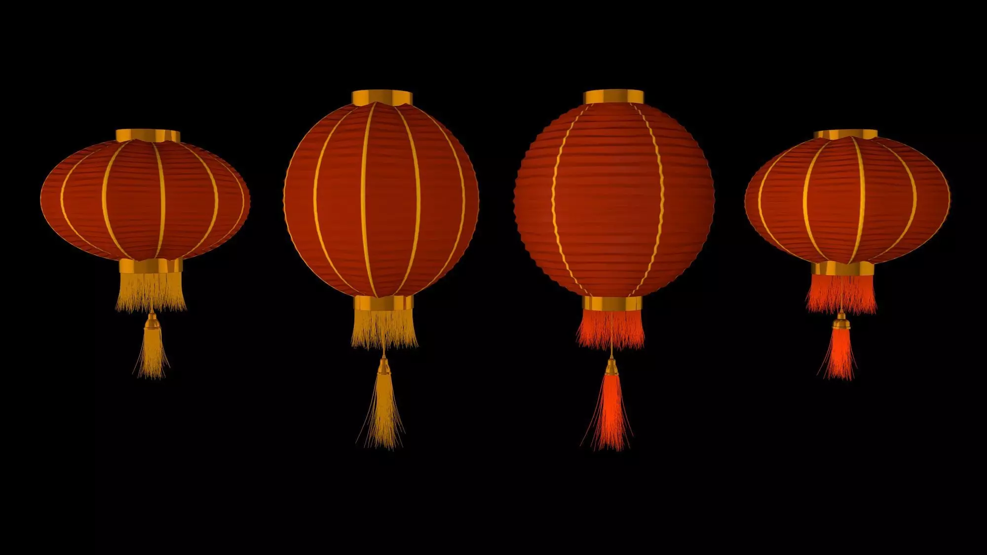Chinese red lanterns 3D model_0