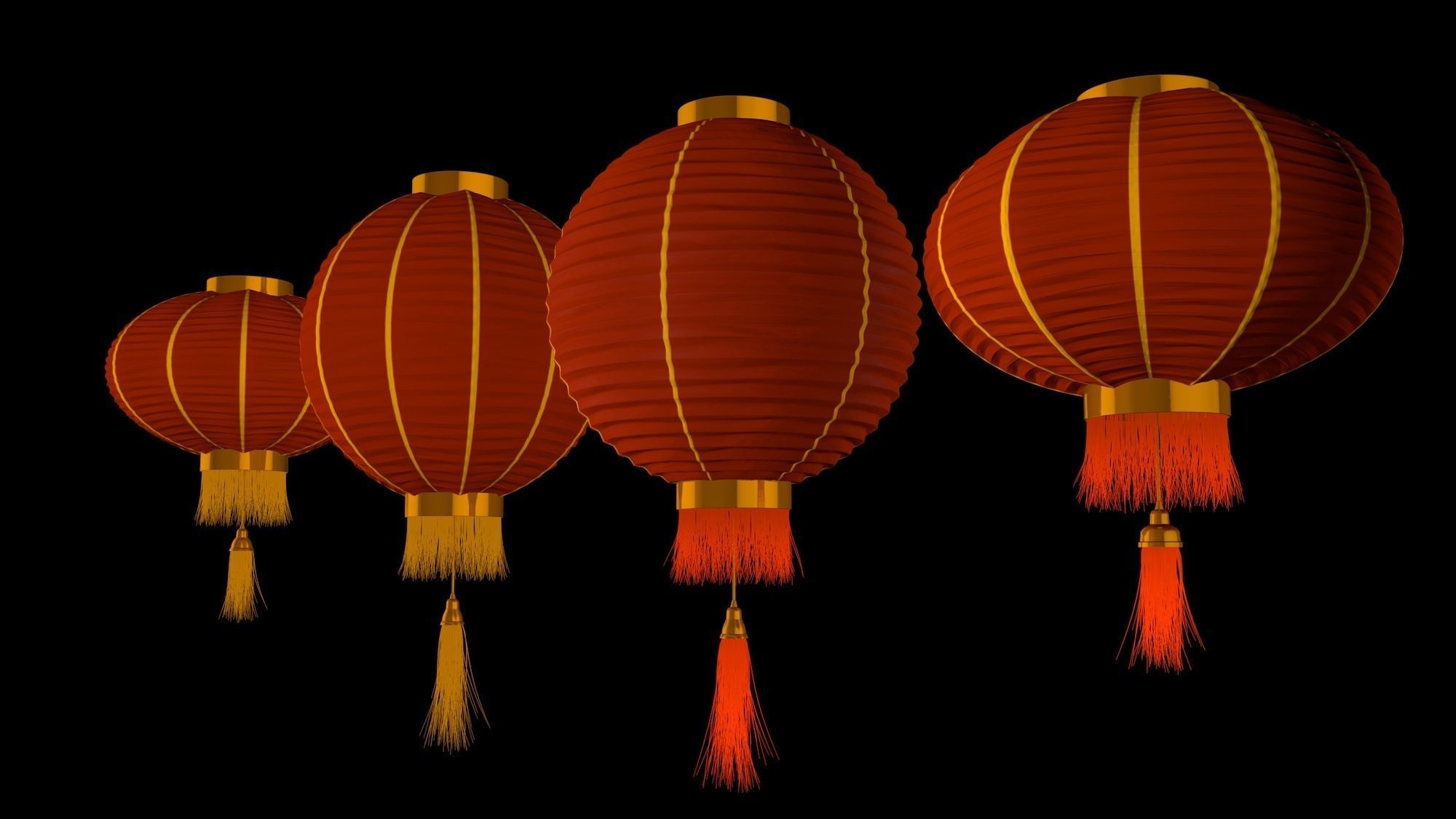 Chinese red lanterns 3D model_5