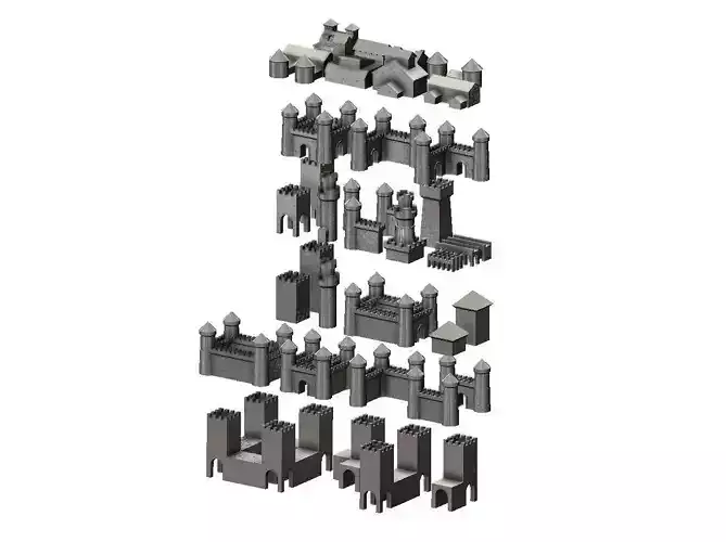 Medieval modular building miniature props 3D print model