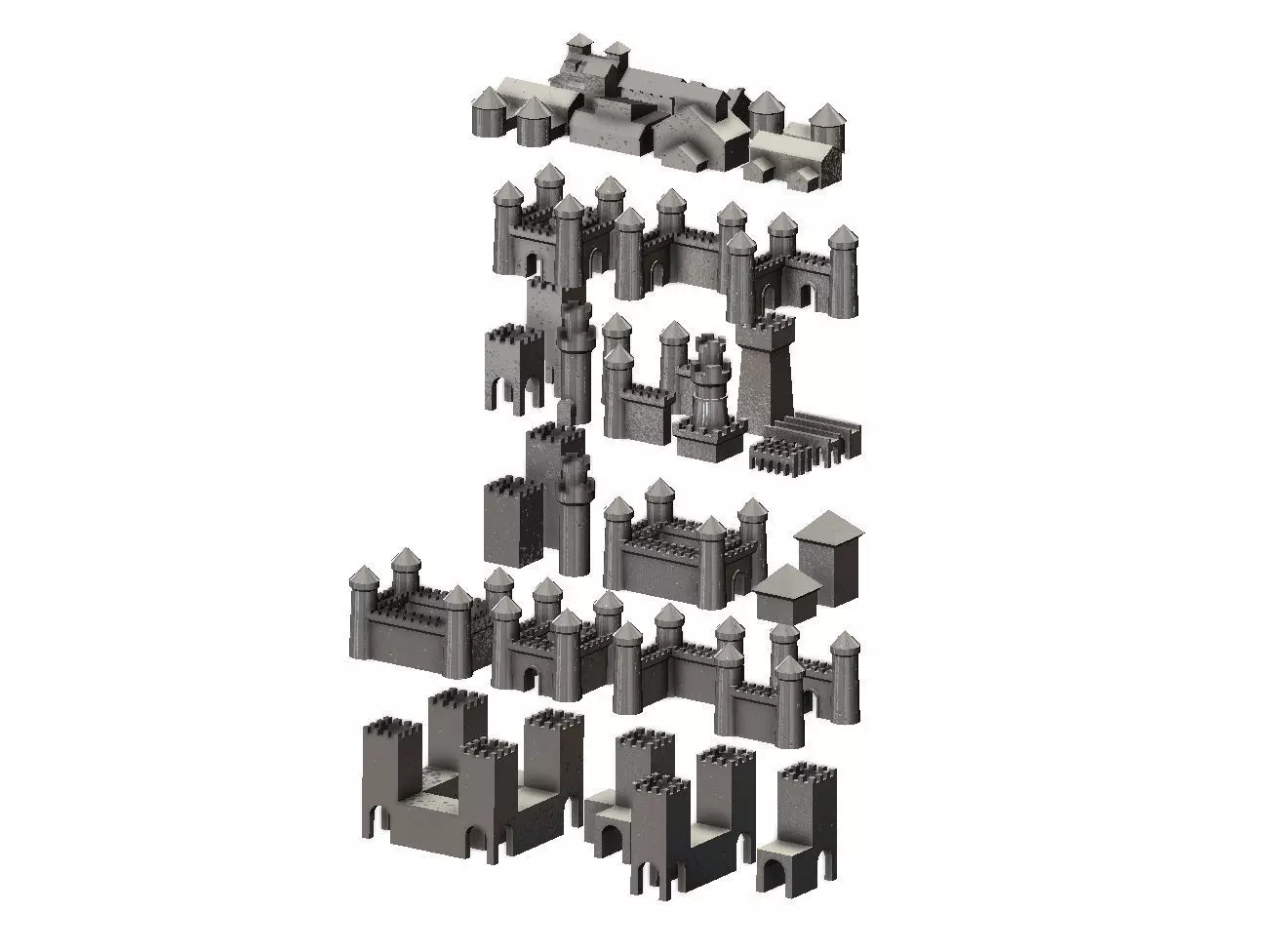 Medieval modular building miniature props 3D print model_0