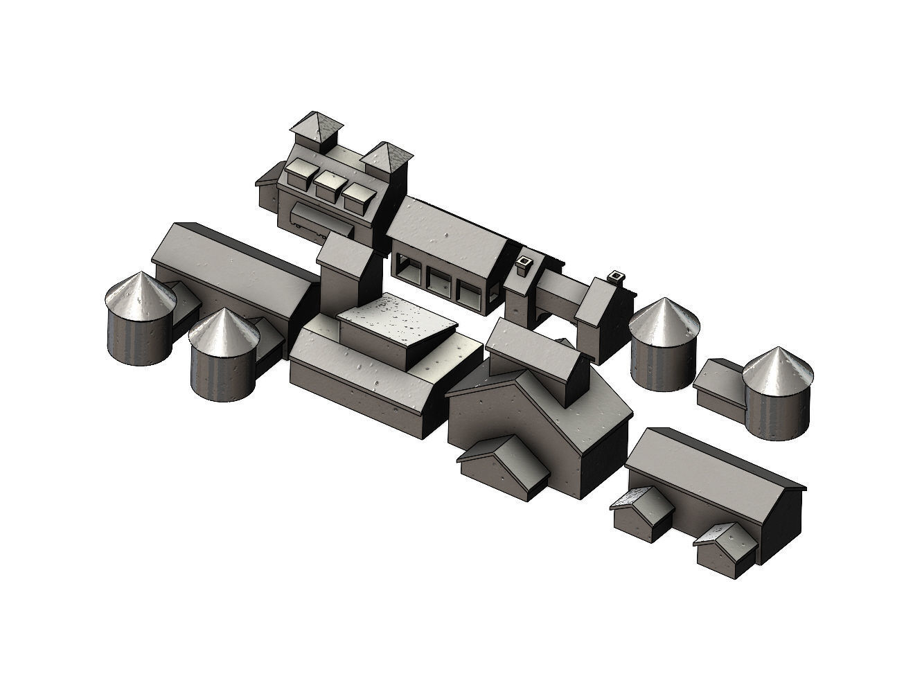 Medieval modular building miniature props 3D print model_2