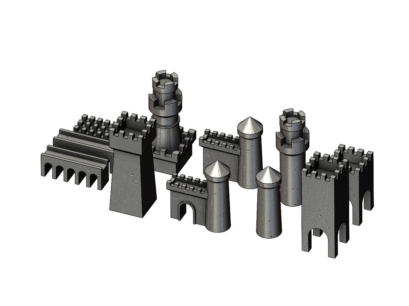 Medieval modular building miniature props 3D print model_6