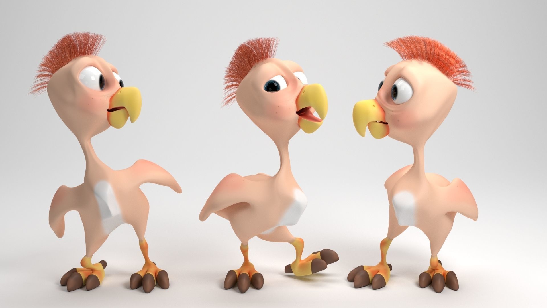 Cartoon chicken Low-poly 3D model_1