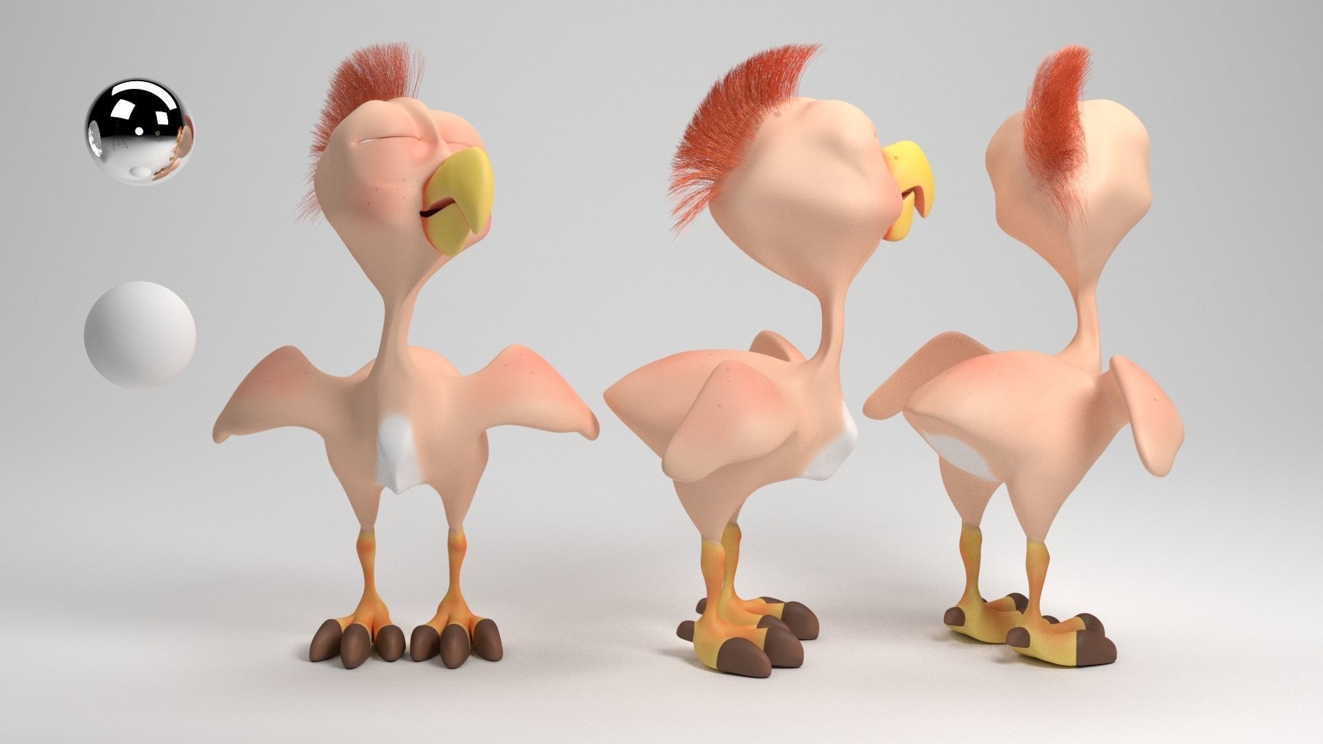 Cartoon chicken Low-poly 3D model_10