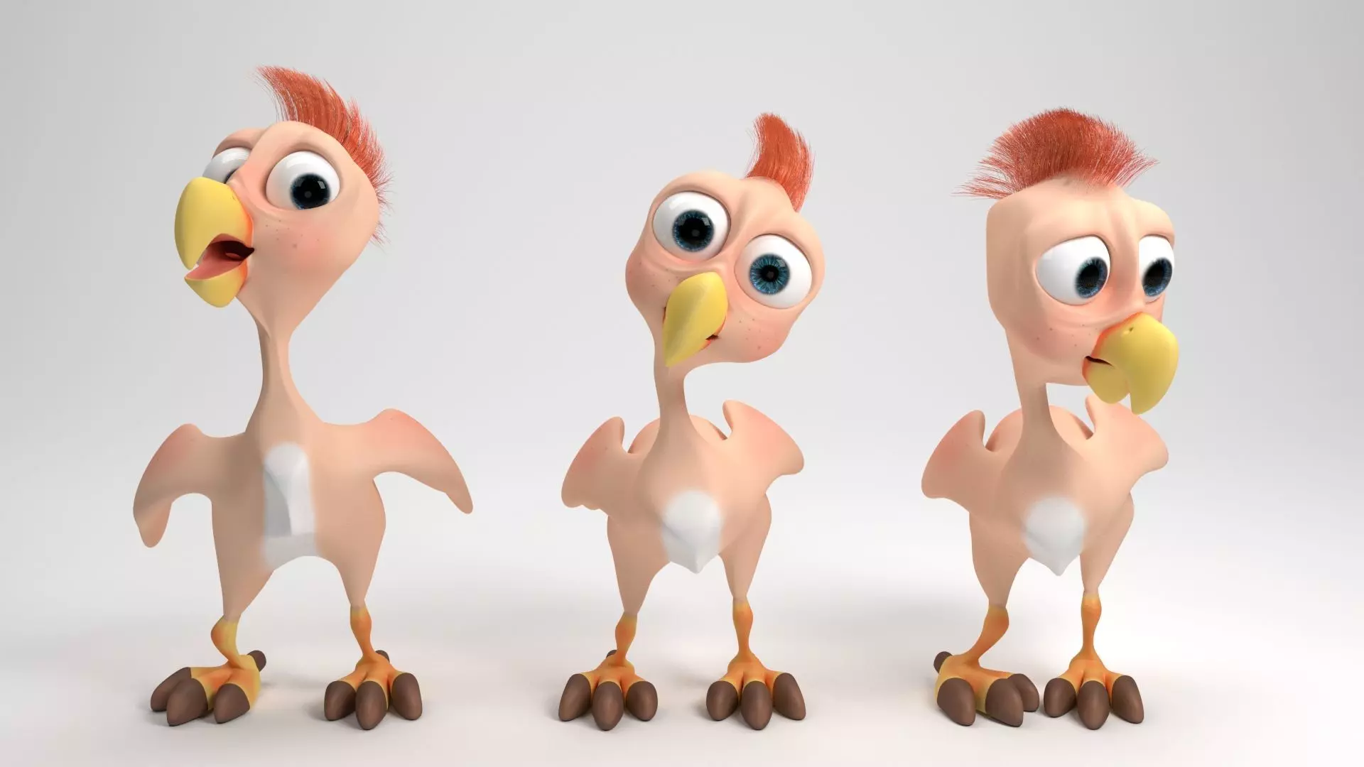 Cartoon chicken Low-poly 3D model_0