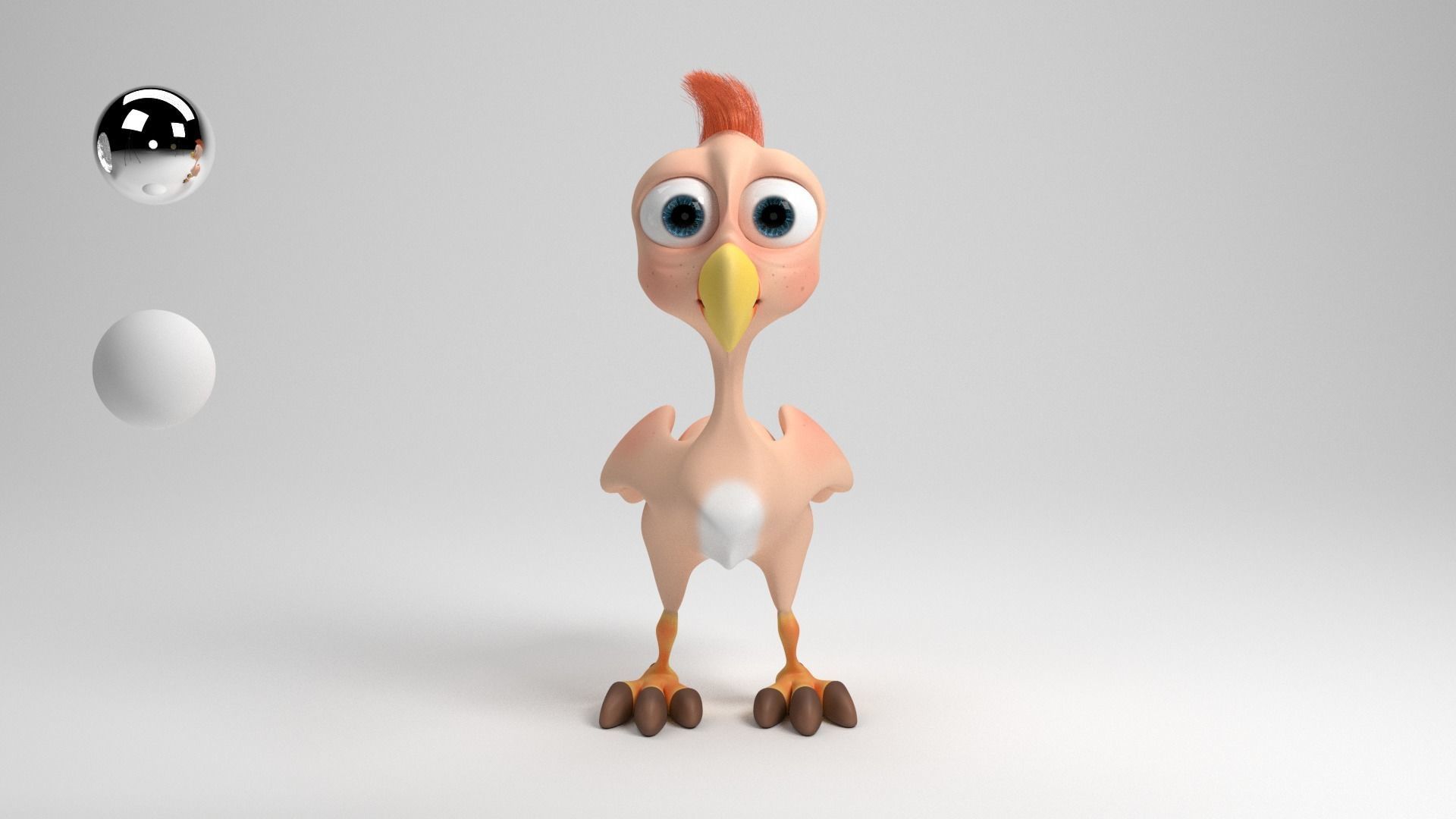 Cartoon chicken Low-poly 3D model_2
