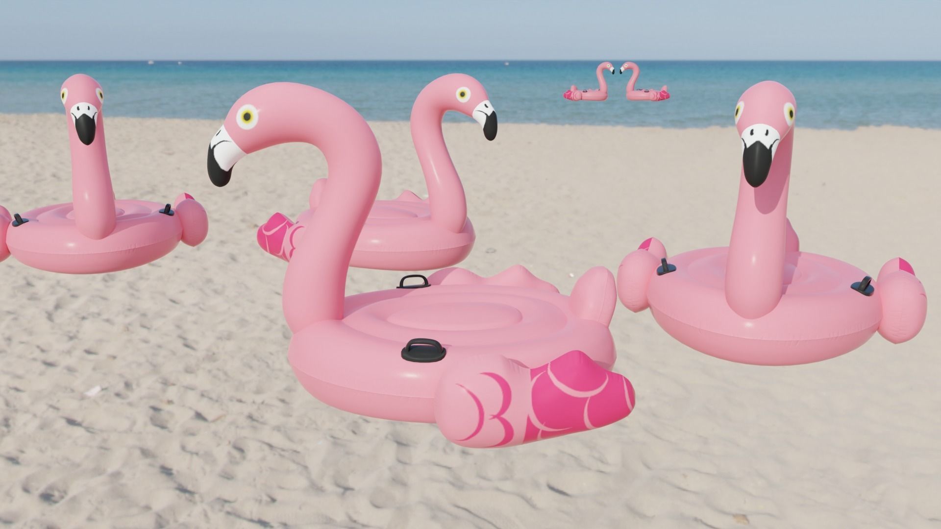 Flamingo Inflatable Toy Low-poly 3D model_2