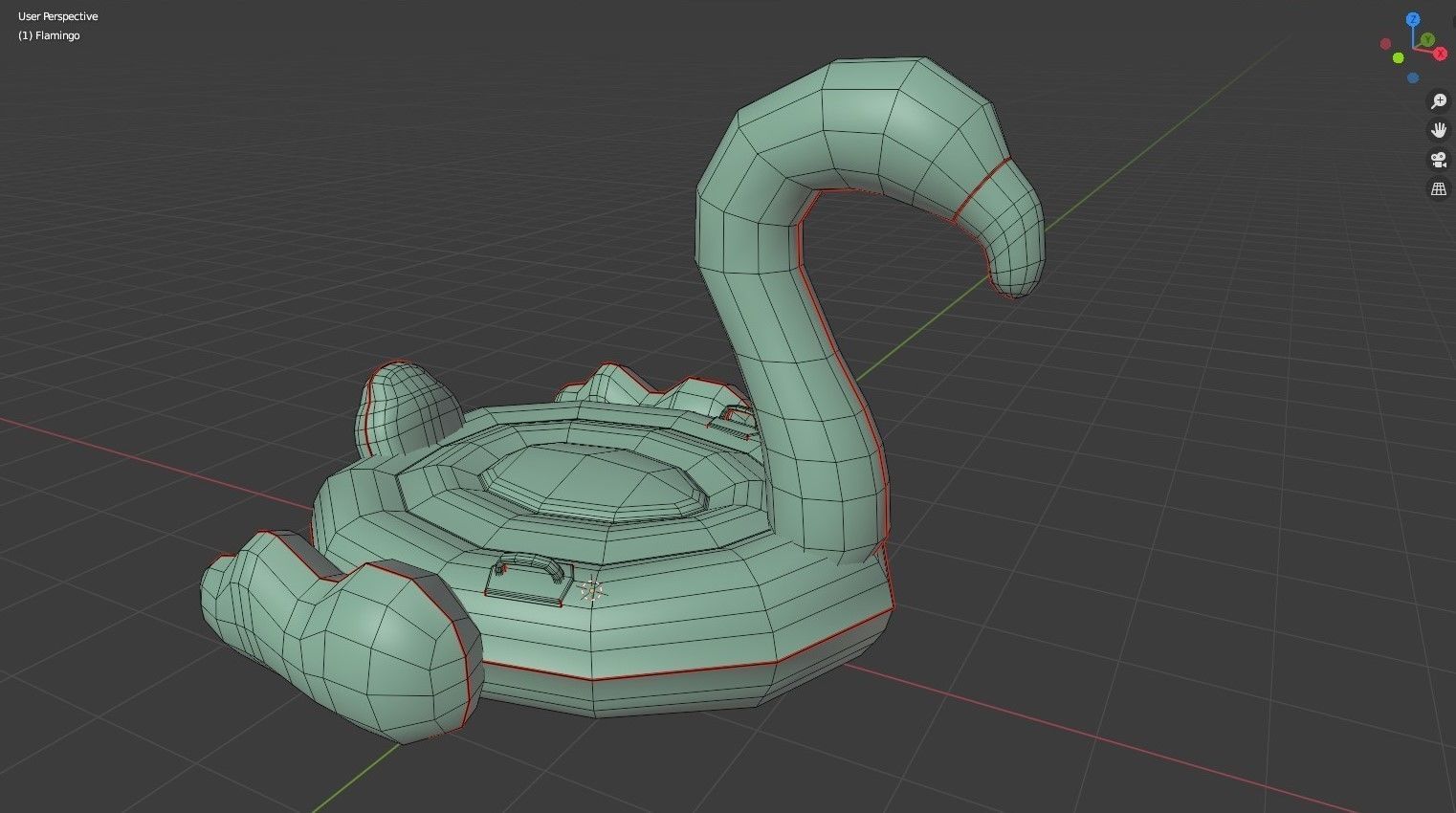 Flamingo Inflatable Toy Low-poly 3D model_7