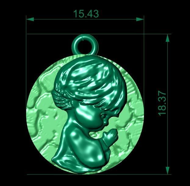 baby pendant 3D print model_2