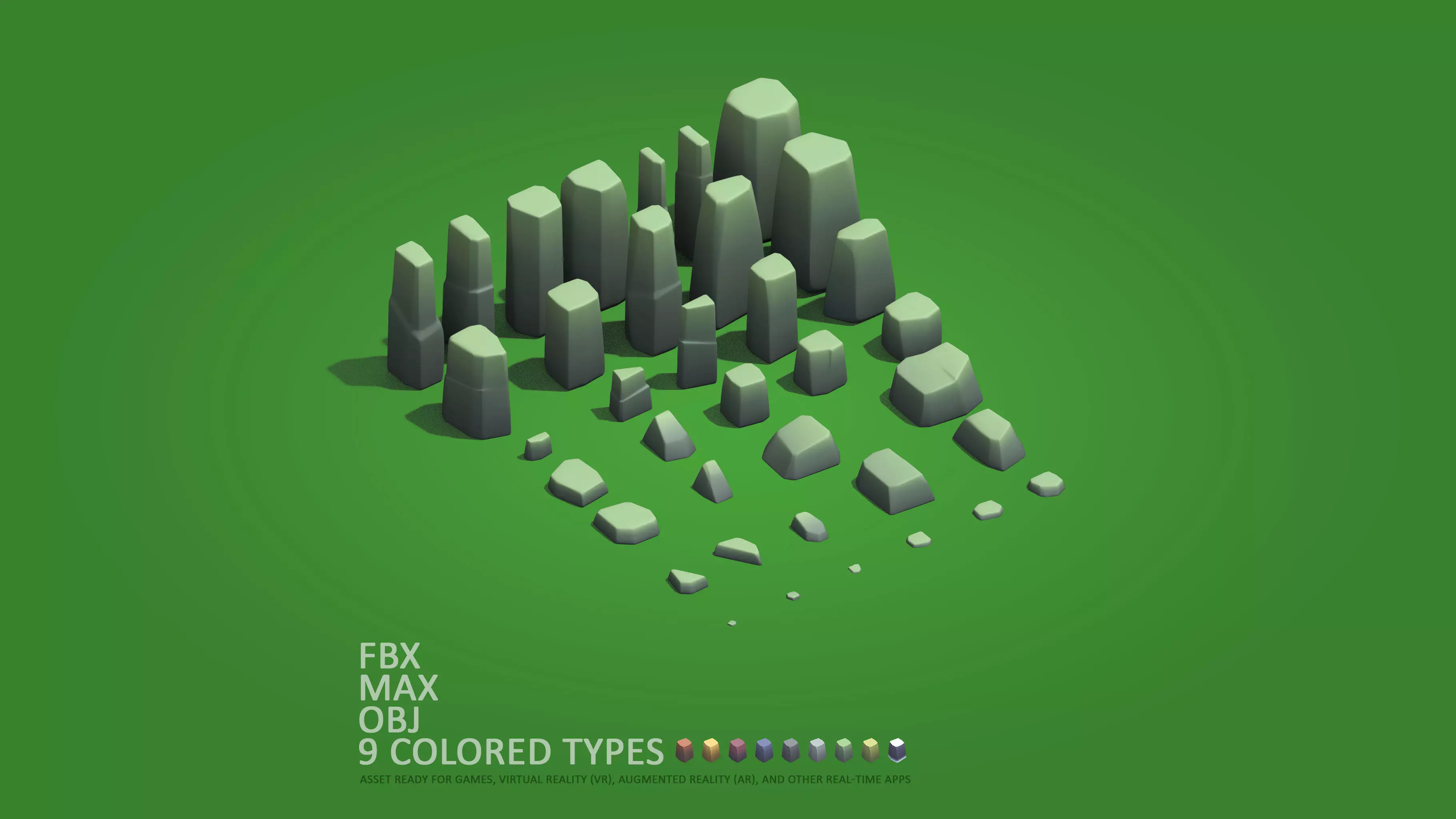 Cartoon Stones Pack1 - Bundle Collection Low-poly 3D model_0