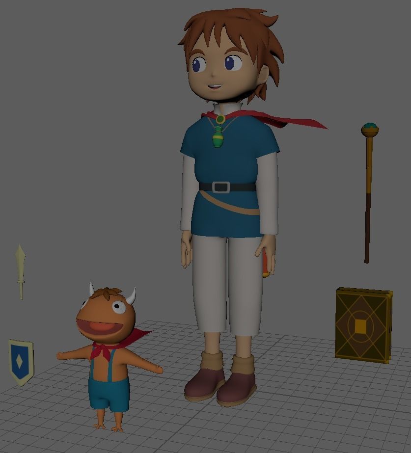 Oliver and Mitey Lowpoly 3D model_5