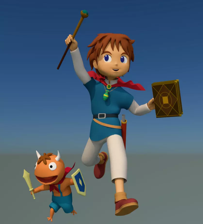 Oliver and Mitey Lowpoly 3D model_0