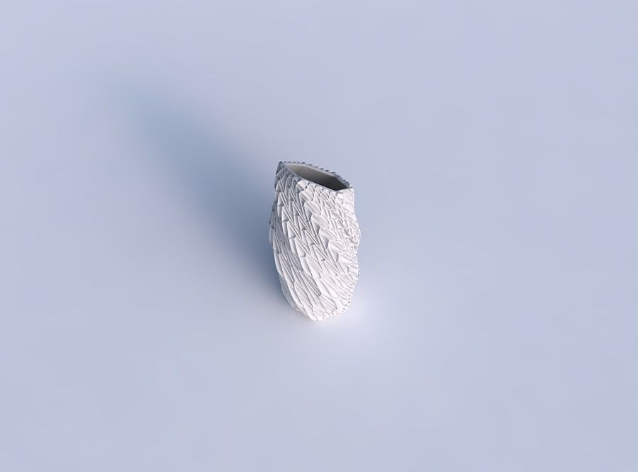 Vase twisted bent hexagon with wavy grid piramides 3D print model_1