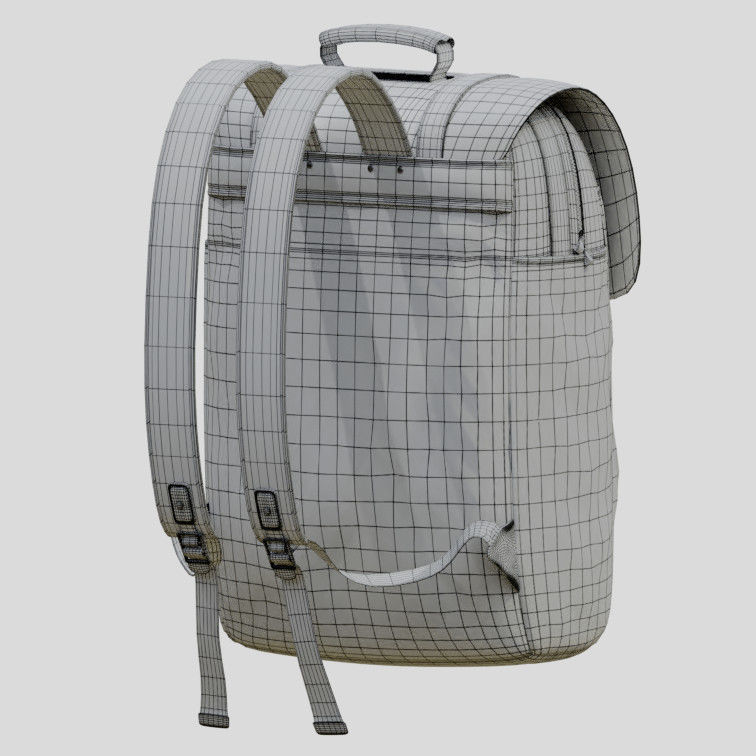 Canvas Backpack Low-poly 3D model_6