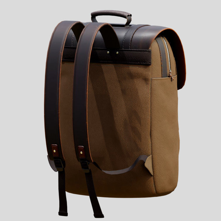 Canvas Backpack Low-poly 3D model_1