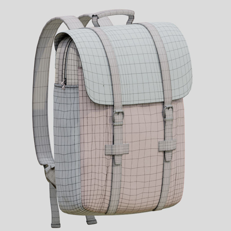 Canvas Backpack Low-poly 3D model_5
